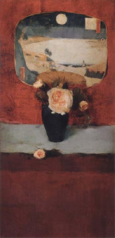 Fernand Khnopff Roses and a Japanese Fan oil painting picture